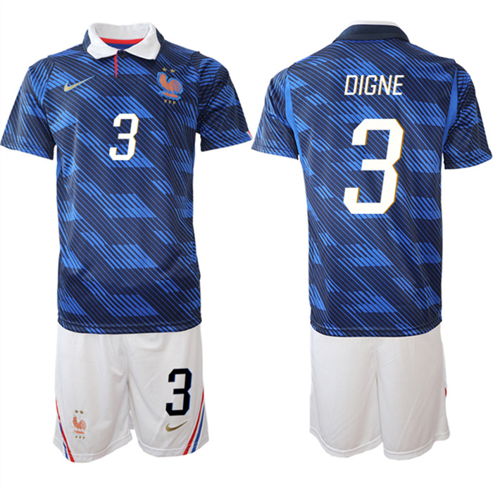 Men's France #3 Lucas Digne Navy 2026 World Cup Home Soccer Jersey Suit